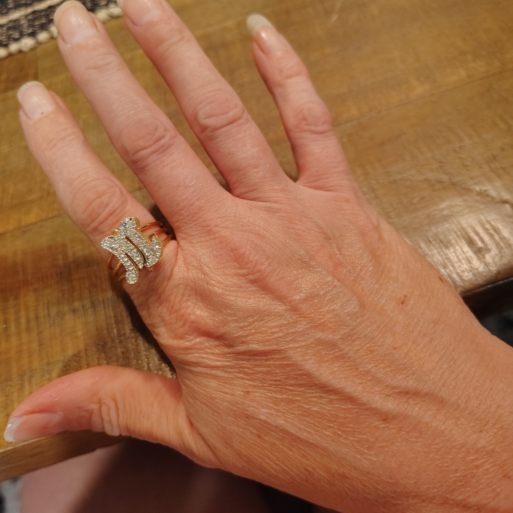 Elegant 18K GE Gold Tone Women's Ring Letter M - Picture 3 of 7